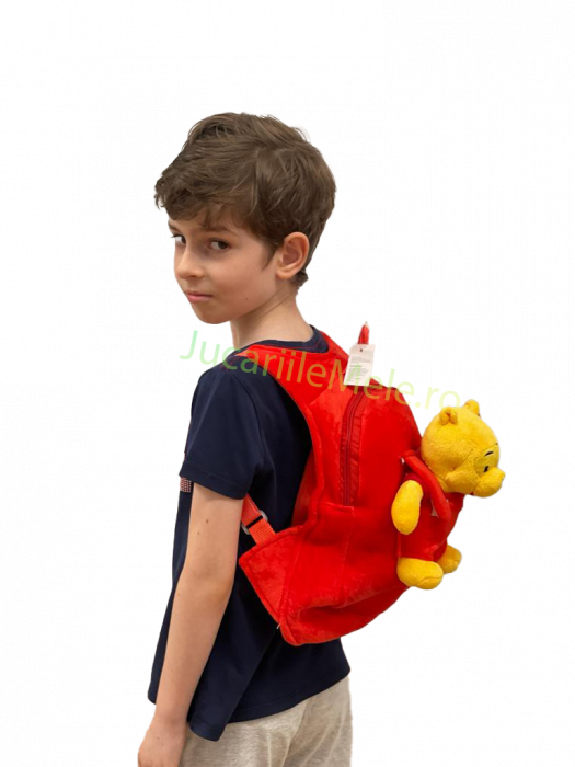 Rucsac din plus de tip ghiozdanel pentru copii Rosu Winnie the Pooh [4]