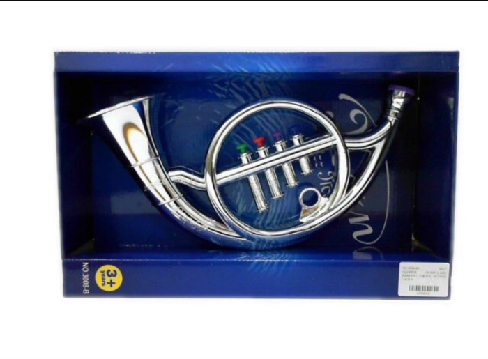 Instrument Muzical de Jucarie Tip Corn Francez pentru Serbari si Jocuri de Rol, Trompeta din Plastic, ARGINTIU [6]