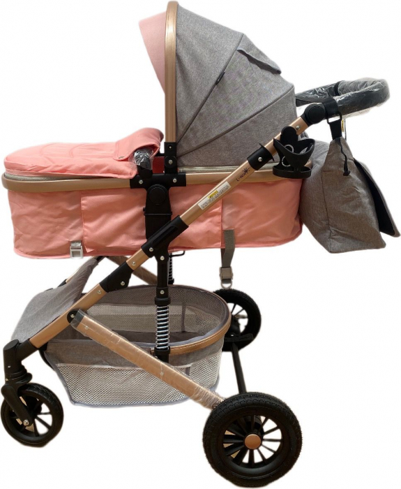 Carucior copii 3 in 1 – landou, scoica, sport - Roz [4]