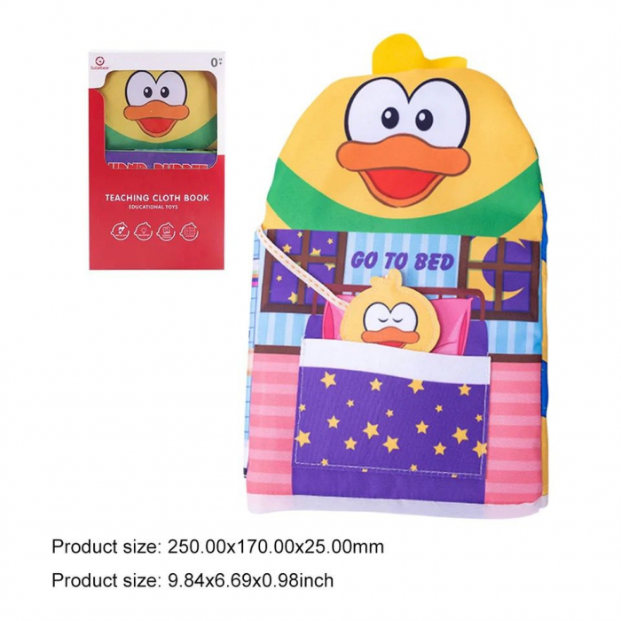 Jucarie Bebe 2 in 1 din Material Textil, Carticica Educativa si Marioneta, Ratusca Povestitoare [6]
