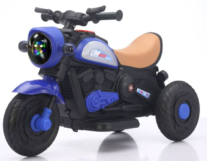 Motocicleta Electrica pentru Copii, 3-6 Ani, cu Lumini Interactive LED, Port USB, Muzica si Roti Laterale de Sprijin, Albastru [2]