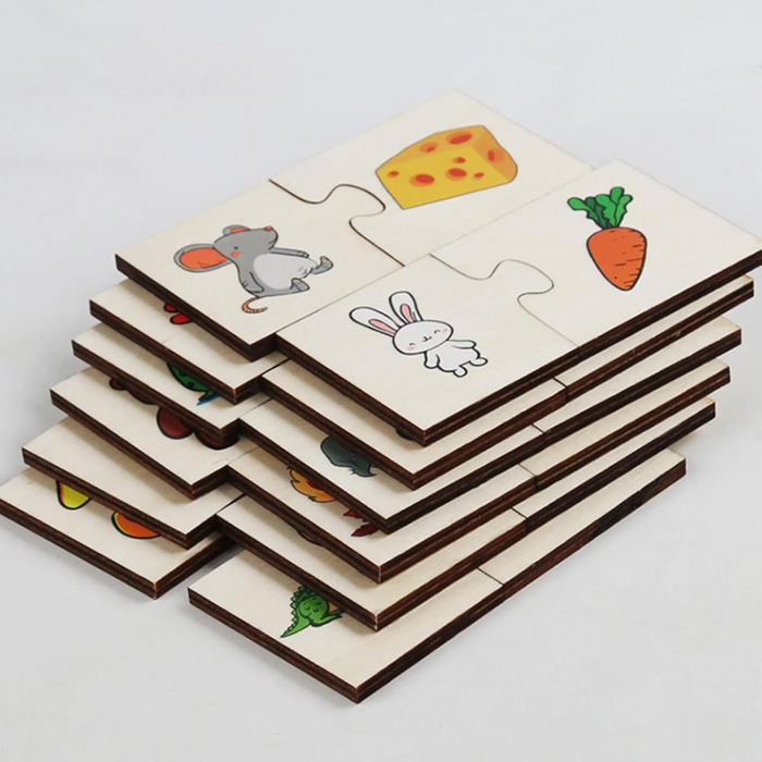 Puzzle din Lemn din 2 Piese, Ce mananca animalutul? [3]