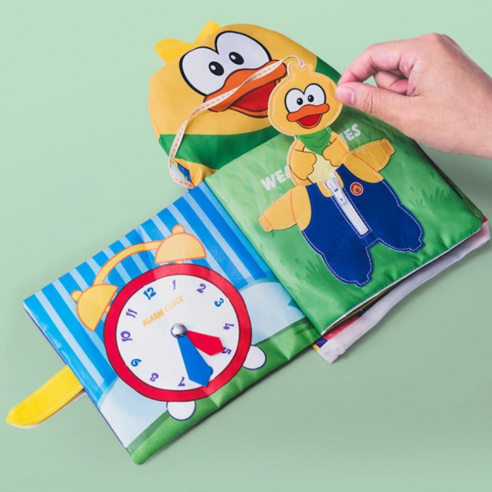 Jucarie Bebe 2 in 1 din Material Textil, Carticica Educativa si Marioneta, Ratusca Povestitoare [3]