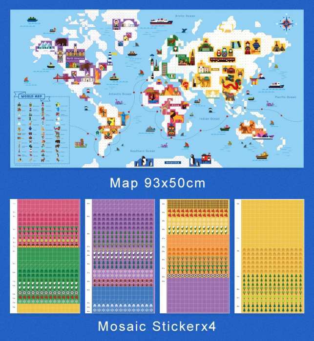 Joc Educativ cu Stickere, Harta Lumii [7]