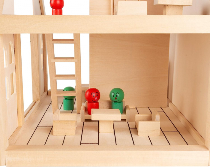 Casa din Lemn pentru Papusi cu Mobilier si Figurine [4]