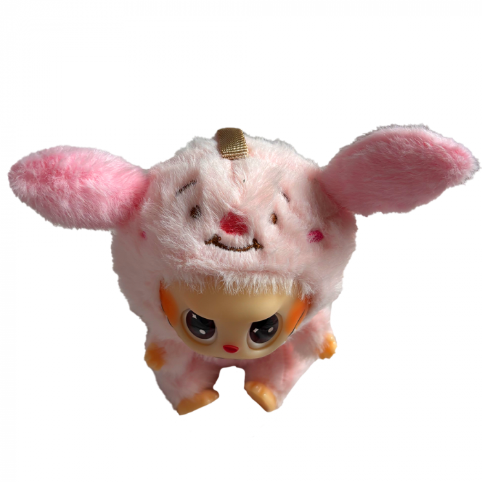 Jucarie de Plus Labubu Winnie The Pooh, Costum Purcelus, 18 cm, Roz [2]