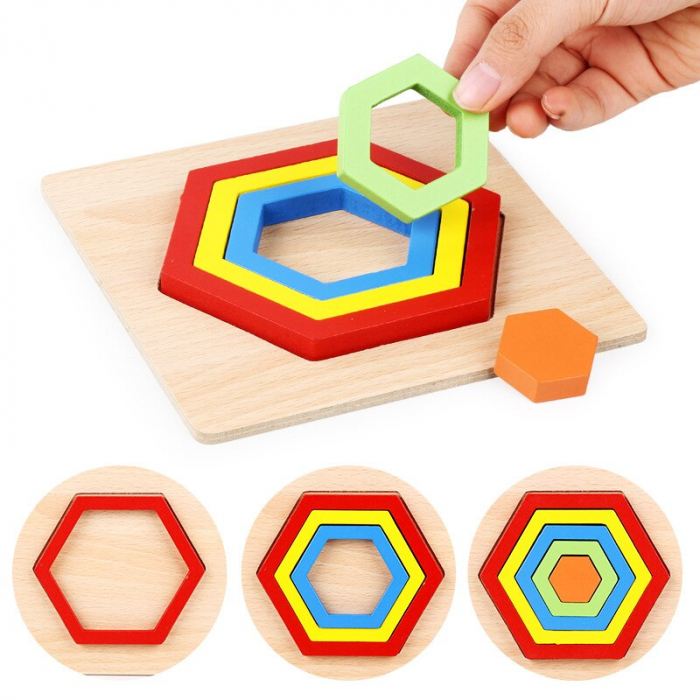 Puzzle din lemn cu 5 piese în modele diferite [3]