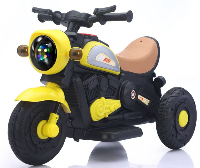 Motocicleta Electrica pentru Copii, 3-6 Ani, cu Lumini Interactive LED, Port USB, Muzica si Roti Laterale de Sprijin, Galben [2]