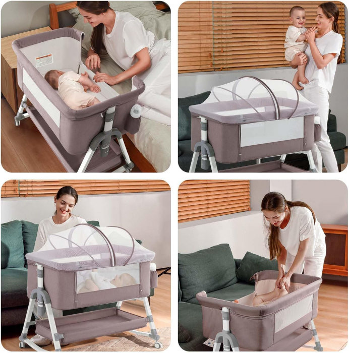 Patut Electric, Pliabil, Reglabil pe Inaltime - Roz [4]