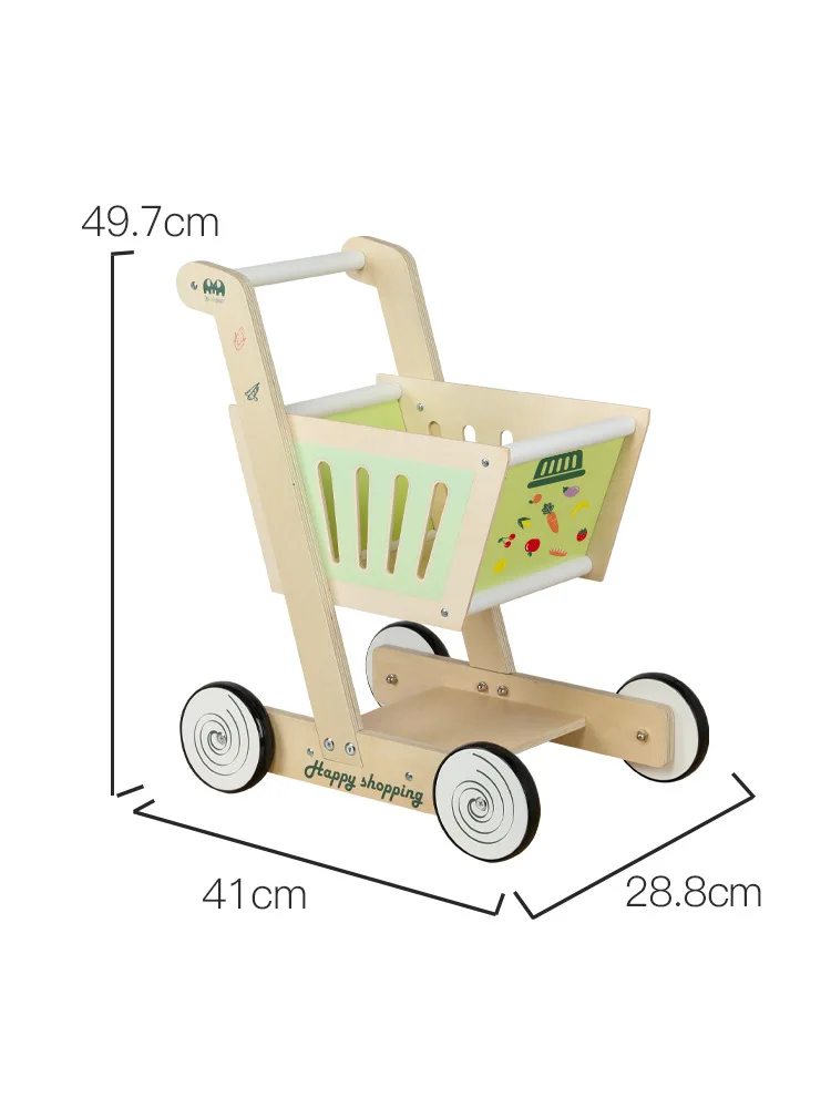 Sa Facem Cumparaturi, Carucior de Lemn pentru Copii, Verde [2]