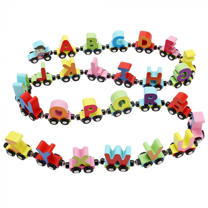 Trenulet Magnetic din Lemn – Invatam Alfabetul - Jucarie Montessori Educativa [1]