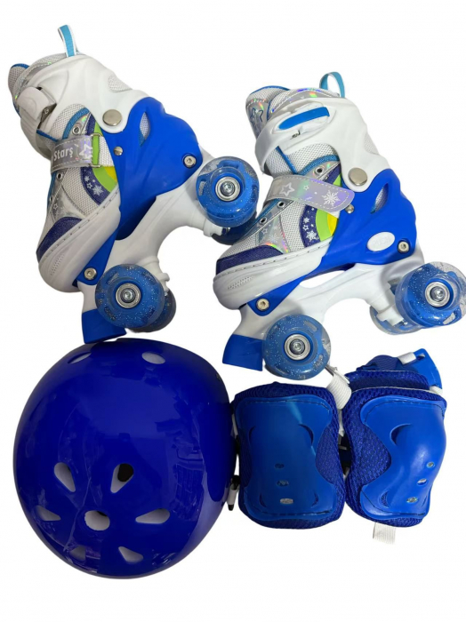 Role Copii 4 Roti Tip Patine, Set Protectie – Model Stabil si Reglabil - Albastru [1]