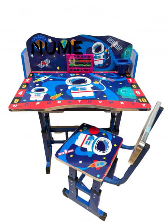 Birou Personalizat pentru Copii cu Scaunel si Suport pentru Creioane, MDF, Model Astronaut [1]