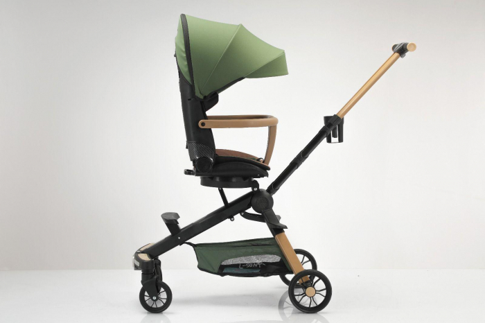 Carucior Pliabil 4 Roti, cu Sunete si Lumini Incorporate - Verde Olive [2]