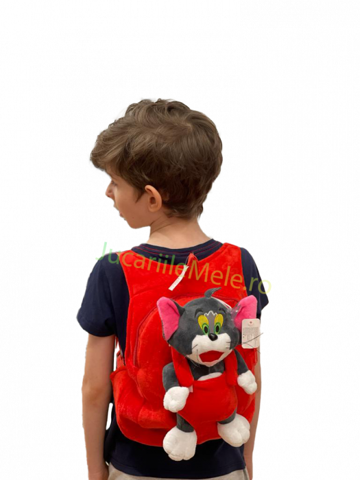 Rucsac din plus de tip ghiozdanel pentru copii Rosu Tom [5]