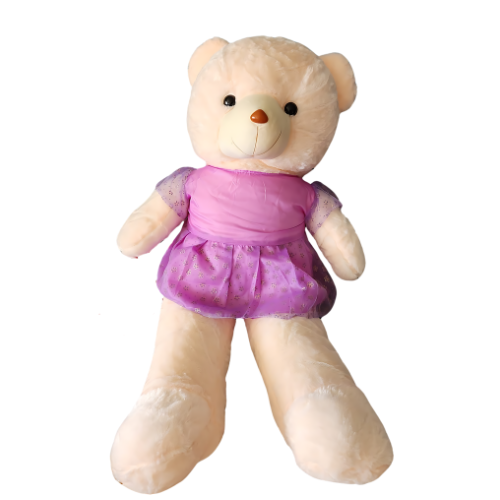 Urs de Plus Alb cu Rochita Mov, 110 cm [1]