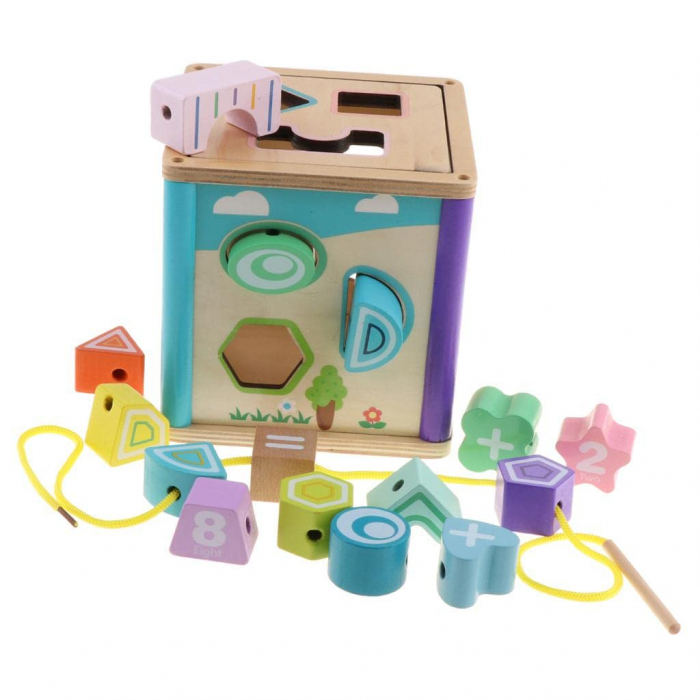 Cub Lemn Montessori Sortator si Snuruit Cifre [5]