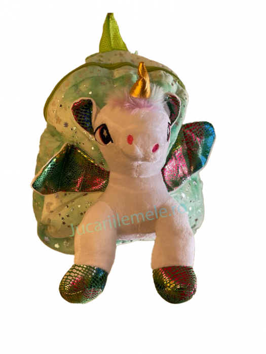 Rucsac din plus de tip ghiozdanel pentru copii Verde cu Unicorn [2]
