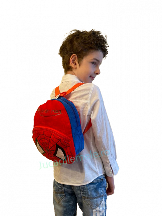 Rucsac din plus de tip ghiozdanel pentru copii Spider-Man Rosu [3]