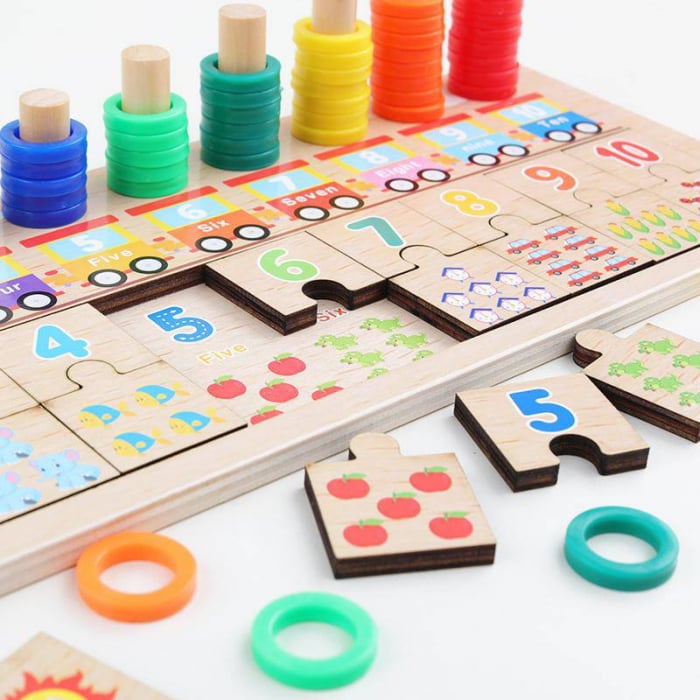 Joc din lemn "Invatam Matematica" - puzzle, numere [2]
