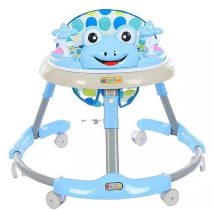 Premergator Interactiv pentru Bebelusi, Pliabil, cu Lumini, Muzica si Panou de Activitati, Model Broscuta Vesela, ALBASTRU [2]