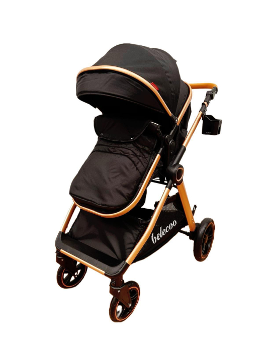 Carucior 2 in 1 cu Landou, Geanta Inclusa, Cadru de Aluminiu, Roti Pivotante 360 si Suport Pahar, 0-36 Luni, NEGRU [2]