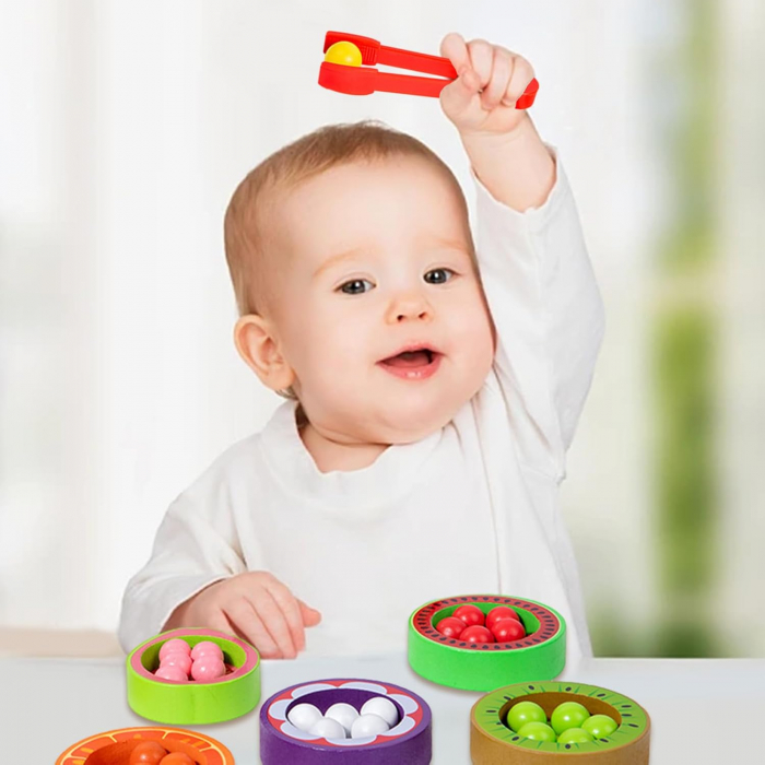 Jucarie Montessori de Sortare cu Fructe si Bile Colorate [2]