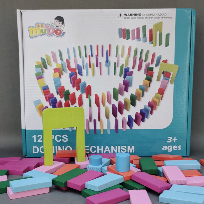 Joc Domino din Lemn cu Piese Colorate, 123 de Piese [2]