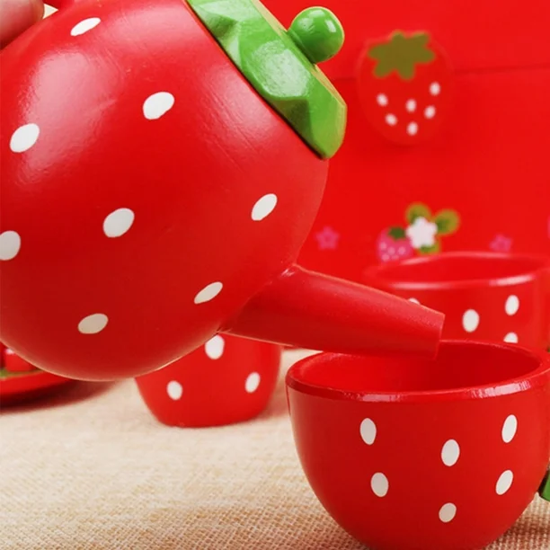 Set Strawberry Servire Ceai cu Tort Aniversar, Rosu [5]