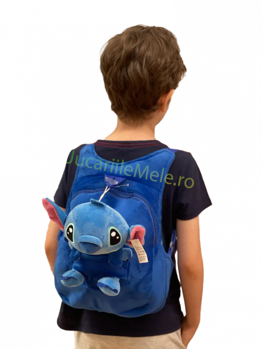 Rucsac din plus de tip ghiozdanel pentru copii Albastru Stitch [3]