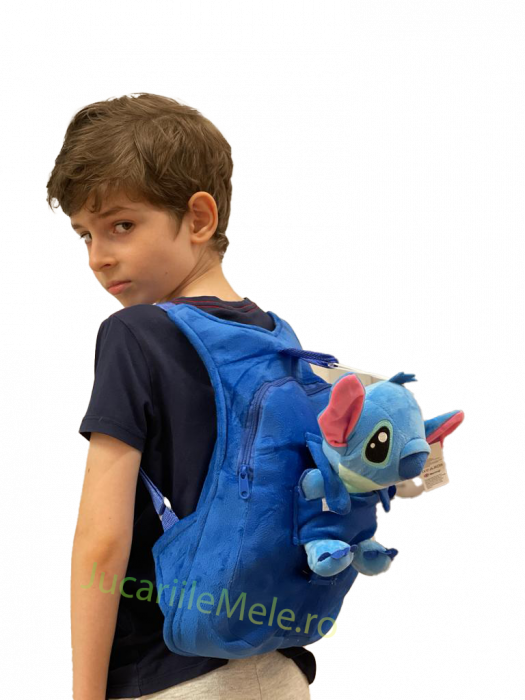 Rucsac din plus de tip ghiozdanel pentru copii Albastru Stitch [2]