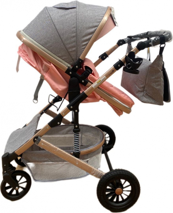 Carucior copii 3 in 1 – landou, scoica, sport - Roz [2]