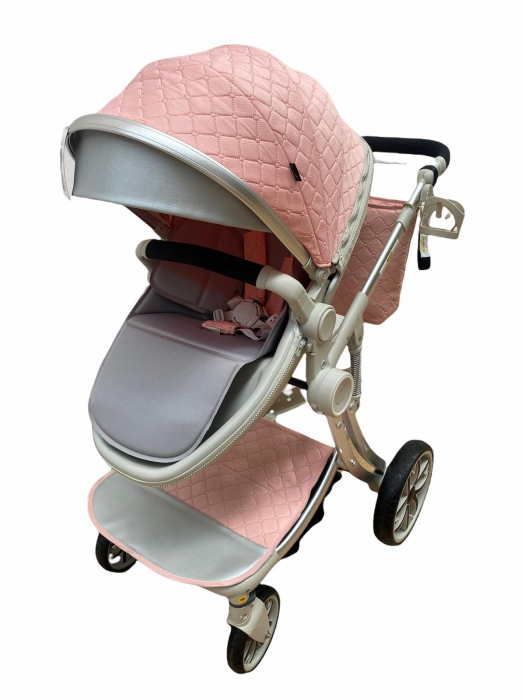 Carucior multifunctional 2 in 1, Roz  – Confort si Siguranta [2]