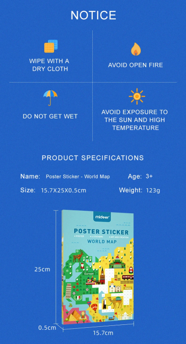 Joc Educativ cu Stickere, Harta Lumii [6]