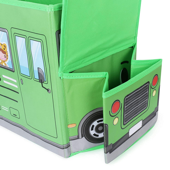 Cutie de Depozitare Pliabila pentru Jucarii, Autobuz Scolar, VERDE [3]