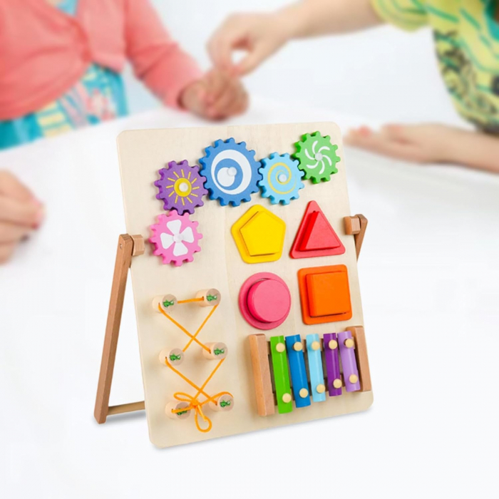 Busy Board din Lemn cu 4 Activitati Interactive si Distractive [2]