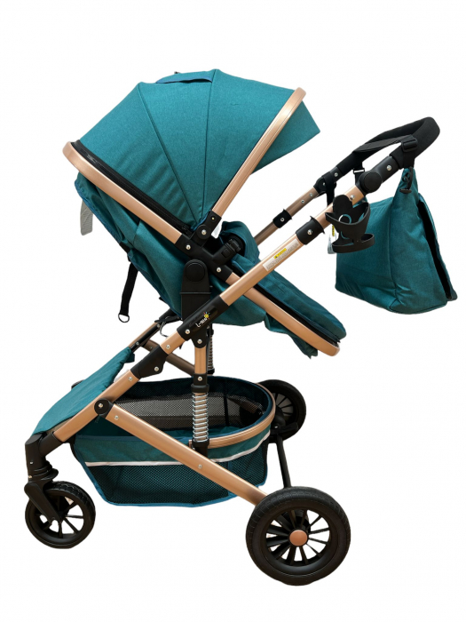 Carucior copii 3 in 1 – landou, scoica, sport - Turcoaz [6]