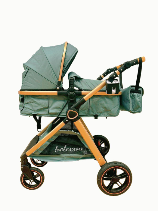 Carucior 2 in 1 cu Landou, Geanta Inclusa, Cadru de Aluminiu, Roti Pivotante 360 si Suport Pahar, 0-36 Luni, TURCOAZ [7]