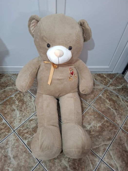 Ursulet de Plus Catifelat si Moale, Cu Doua Girafe pe Piept si Fundita, MARO [2]