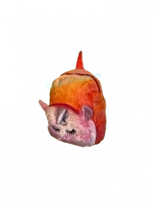 Rucsac din plus de tip ghiozdanel pentru copii Portocaliu cu Unicorn Somnoros [3]