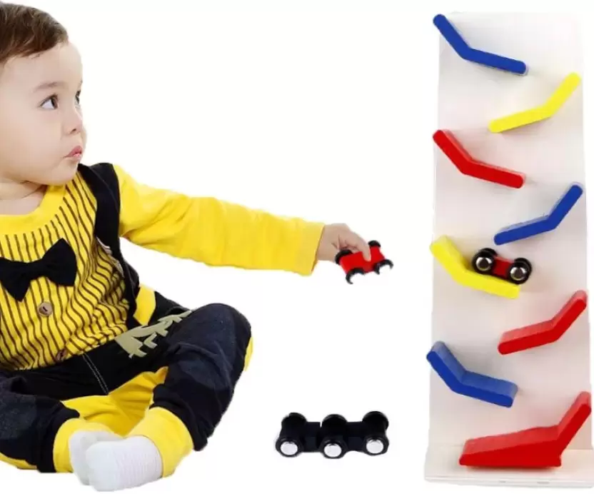 Traseu din Lemn cu 3 Masinute, Multicolor [1]