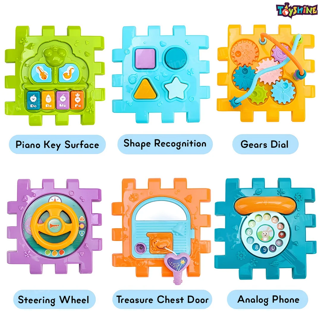 Cub Educativ 6 in 1 pentru Bebelusi, Sortator de Forme, Pian, Volan si Activitati Montessori [2]