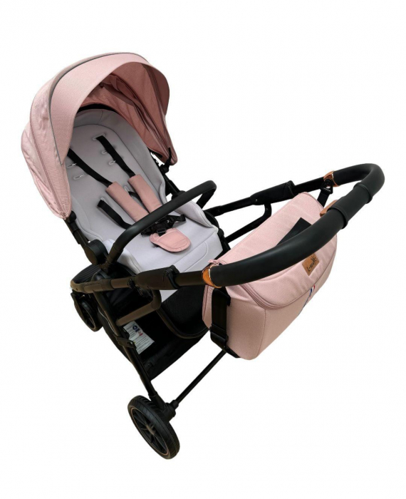 Carucior Sport Pliabil Reversibil cu Geanta si Husa Picioare - Roz [9]