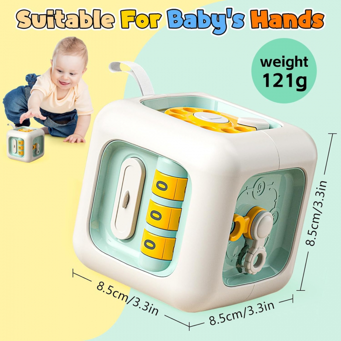 Cub Montessori cu 6 Activitati pentru Copii, Verde Pastel [4]