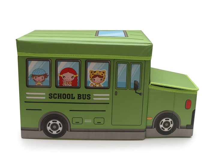 Cutie de Depozitare Pliabila pentru Jucarii, Autobuz Scolar, VERDE [5]