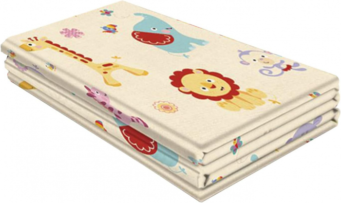 Covor de Joaca pentru Bebelusi - 2 fete animalute/trafic, 100/180/1cm [4]