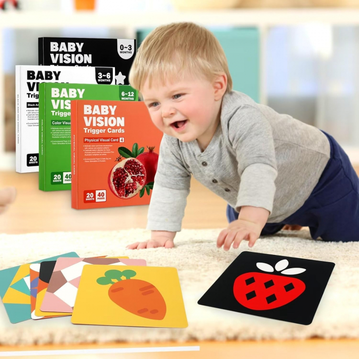 Set 20 de Carduri Stimulare Vizuala pentru Bebelusi, 4 Etape de Dezvoltare [4]