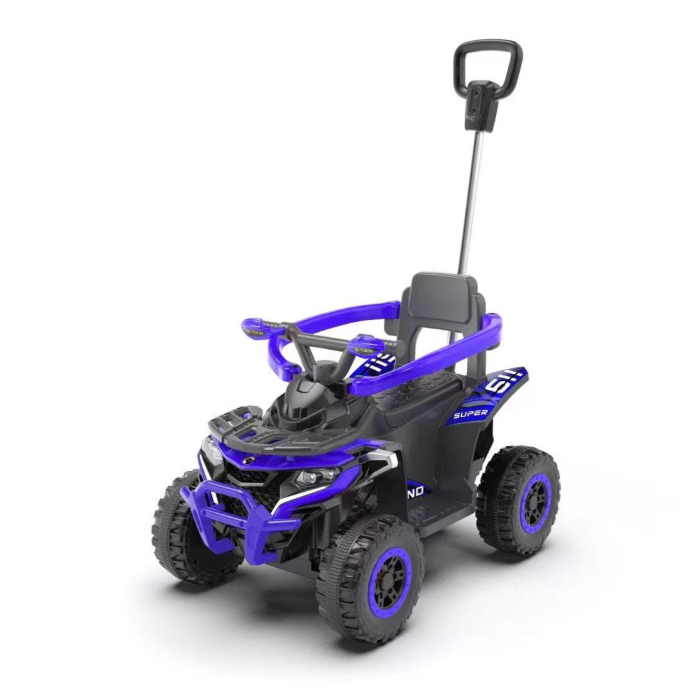 ATV Electric Pentru Copii Cu Telecomanda 2.4G, Muzica MP3, Lumini LED, Motor 6V, Maner de Impins, 1-4 Ani, ALBASTRU [2]