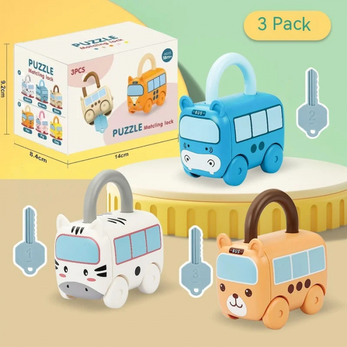 Set Puzzle Educativ cu Lacate si Chei, Animalute [8]