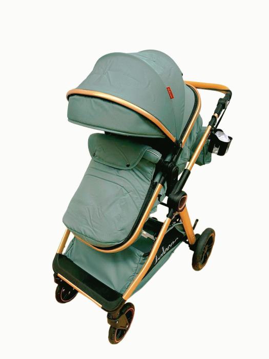 Carucior 2 in 1 cu Landou, Geanta Inclusa, Cadru de Aluminiu, Roti Pivotante 360 si Suport Pahar, 0-36 Luni, TURCOAZ [2]